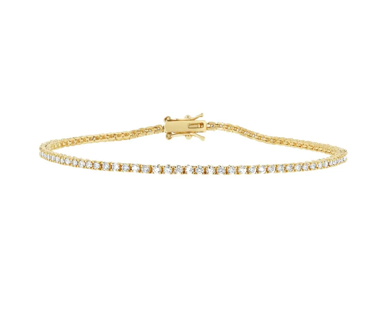 Mini 14K Gold and Diamond Tennis Bracelet  1-1.3 ct 4-Prong Setting