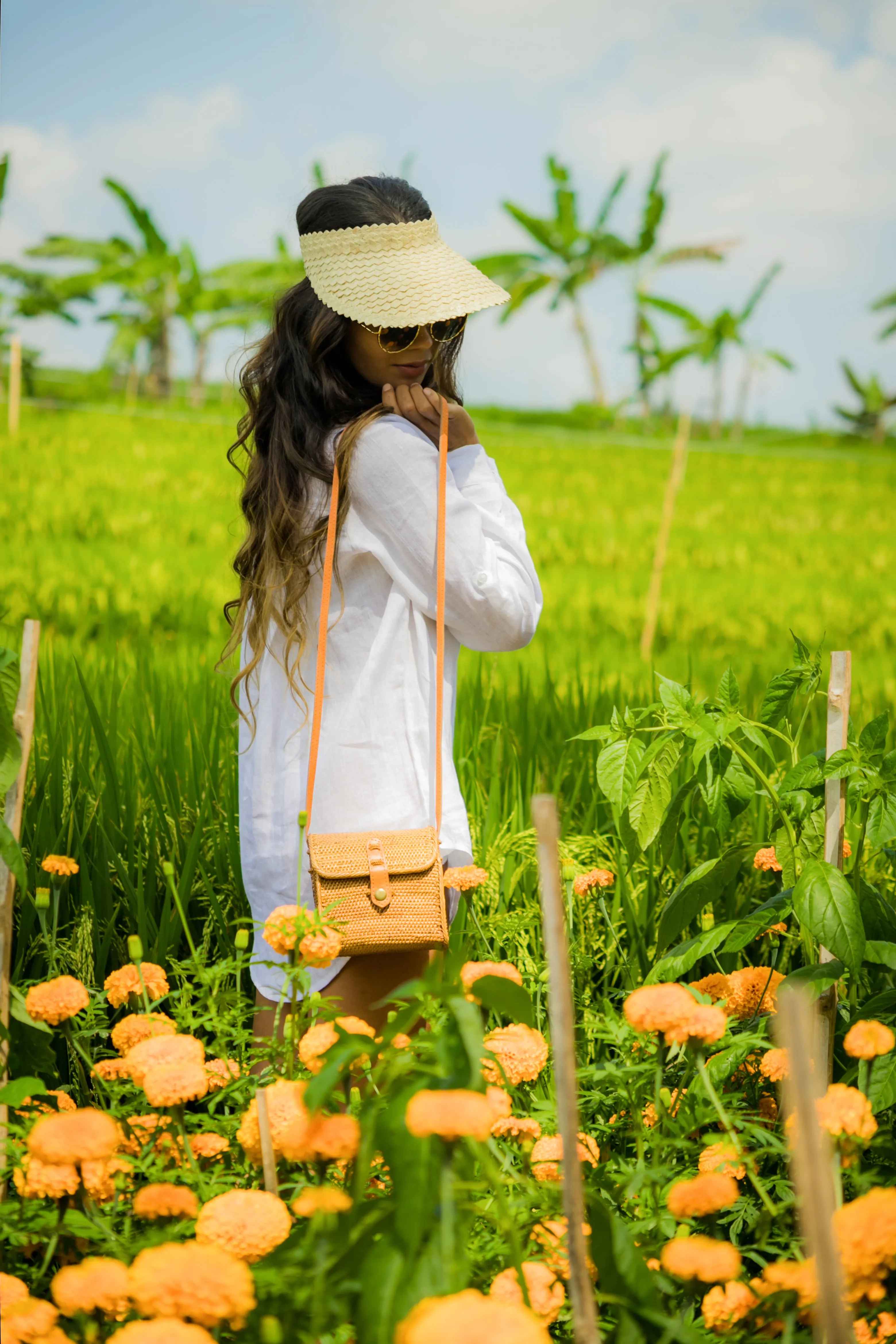 Mini Rattan Bali Crossbody Square Bag