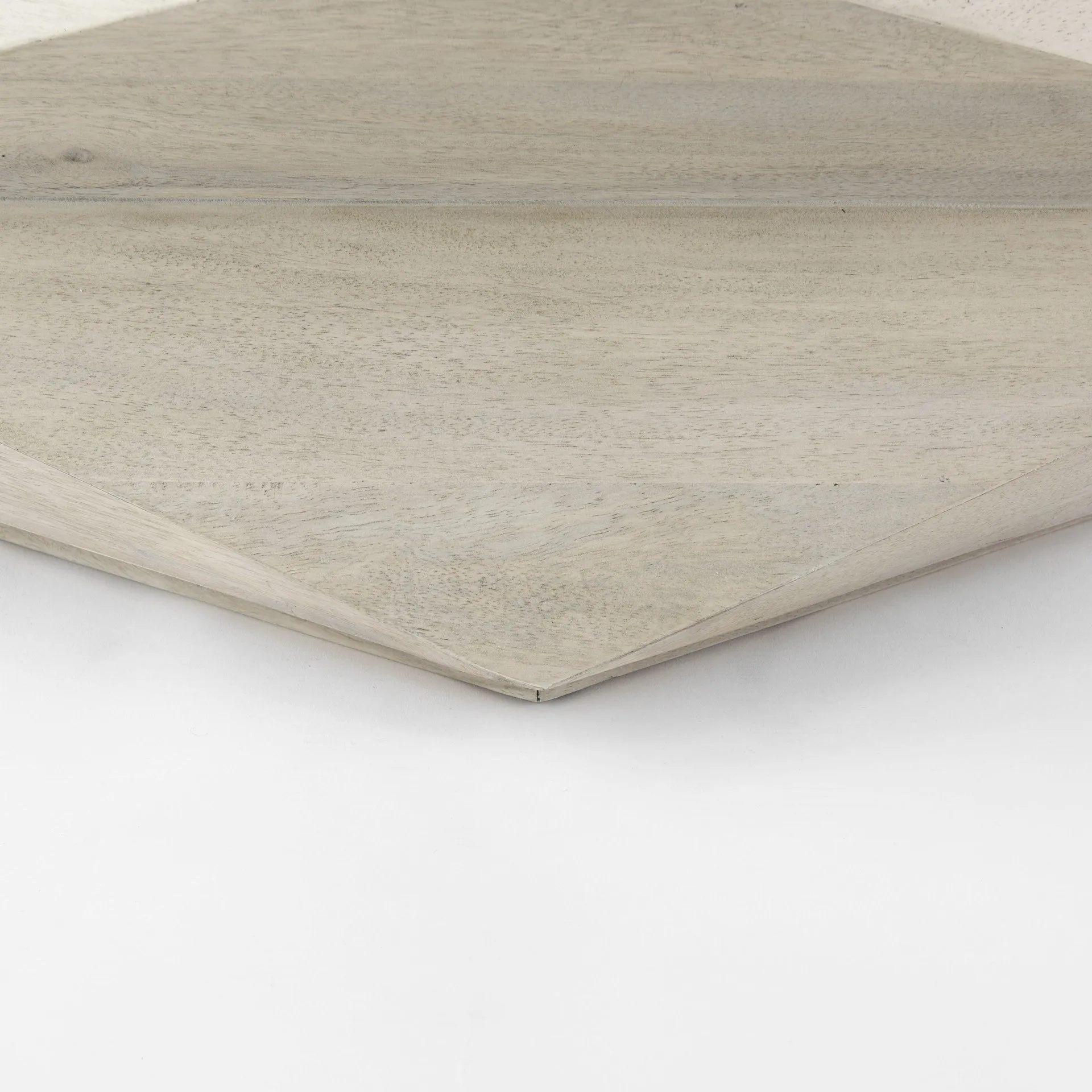 Mod Geometric Whitewash Solid Wood Coffee Table