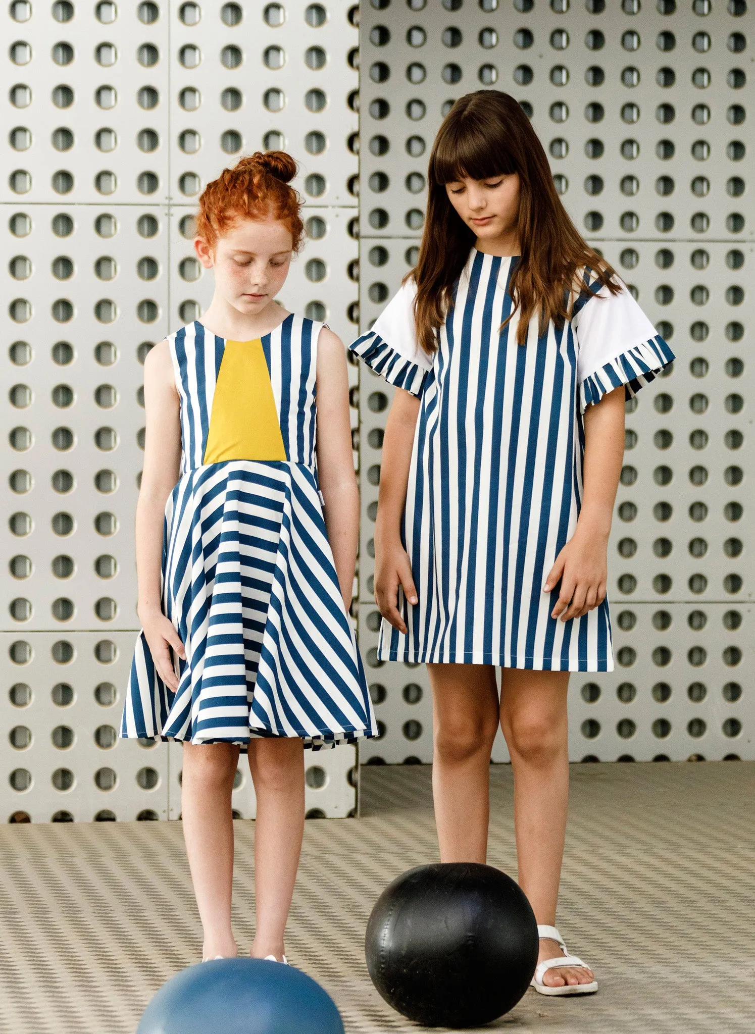 MOTORETA Vega Dress in Blue & White Stripe