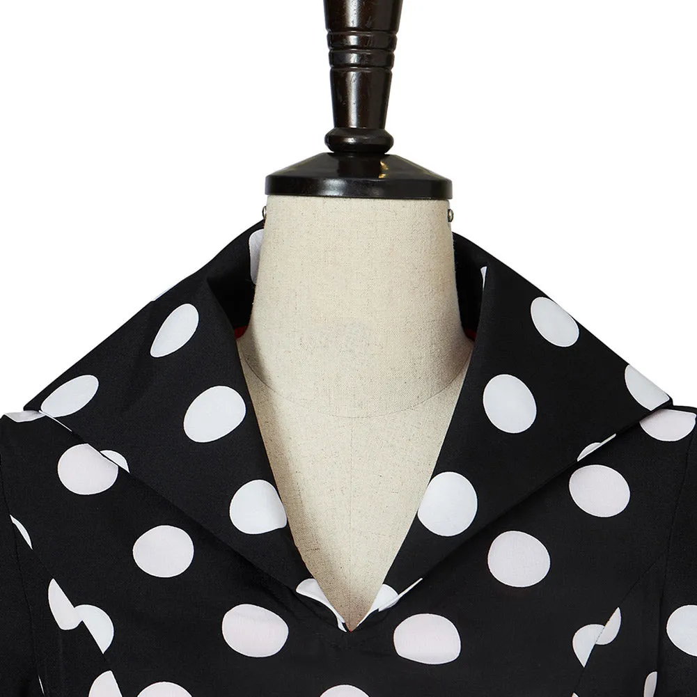 Movie Coraline Mom Women Black Polka Dots Dress Cosplay Costume Outfits Halloween Carnival Suit