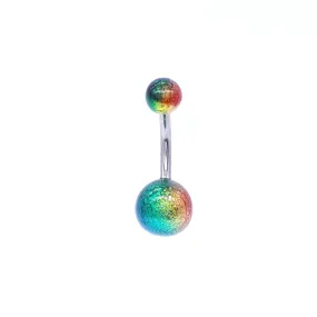 Multi Colour Acrylic Balls Belly Button Navel Ring - Blue/Green