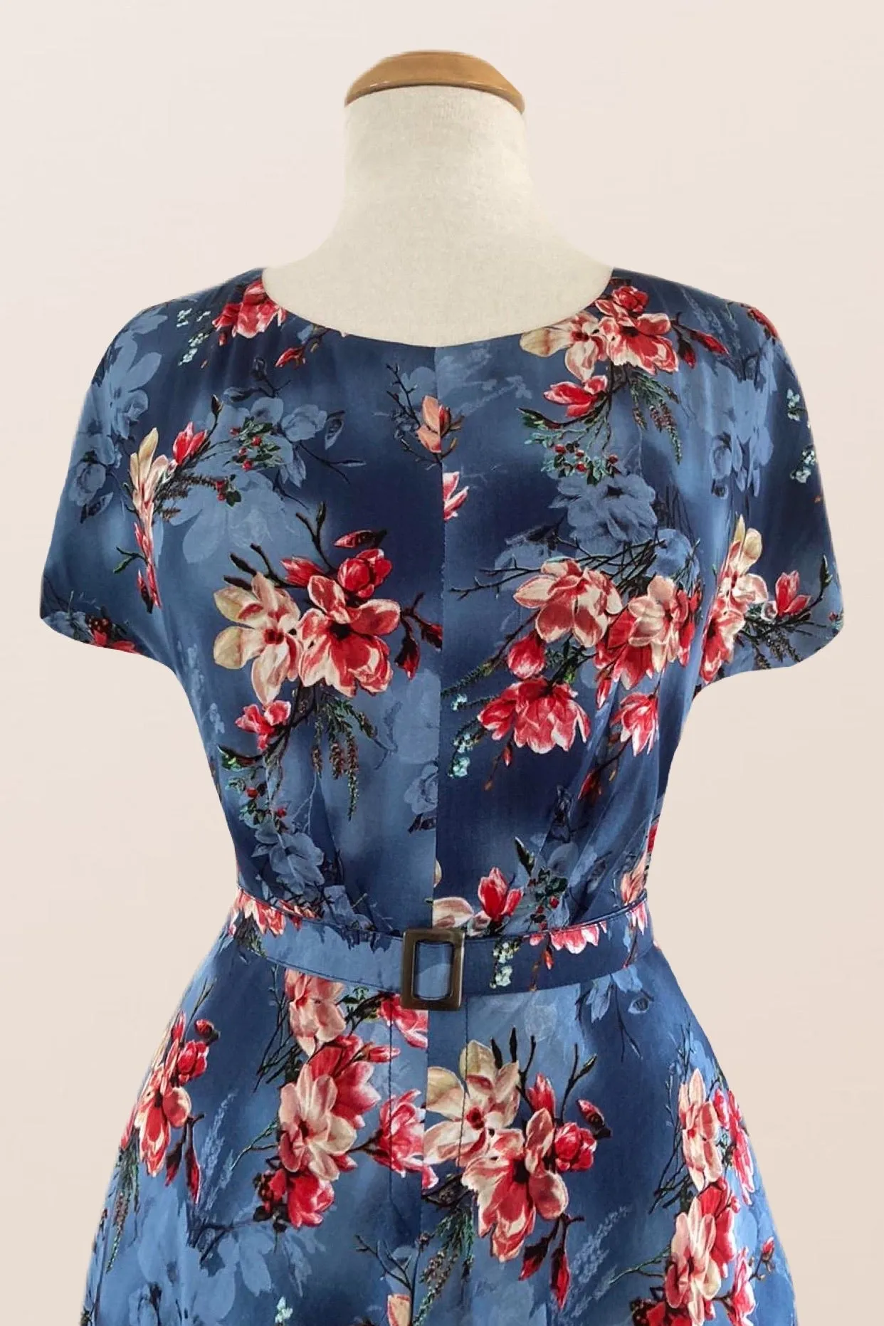 Myrtle Red & Cobalt Frangipani Dress