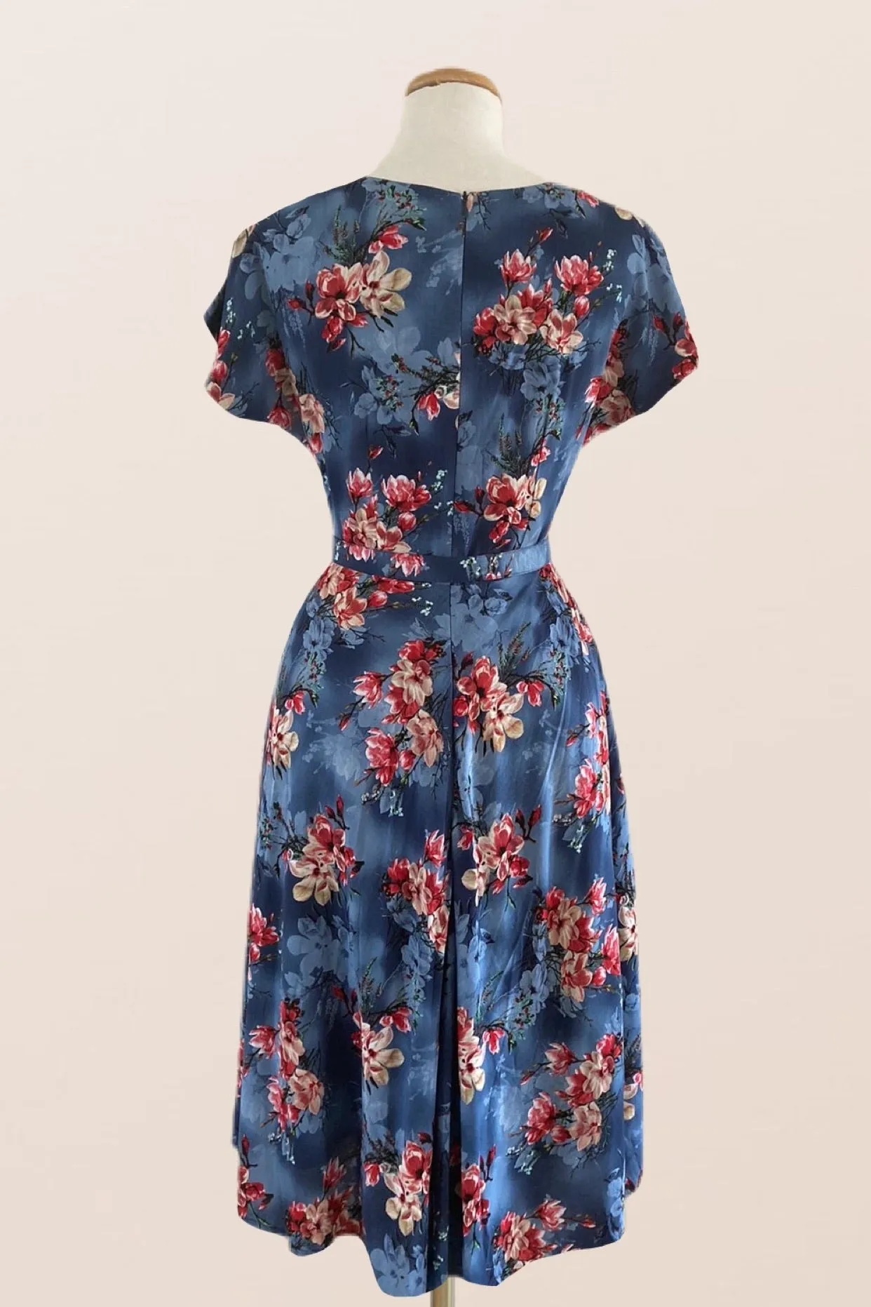 Myrtle Red & Cobalt Frangipani Dress