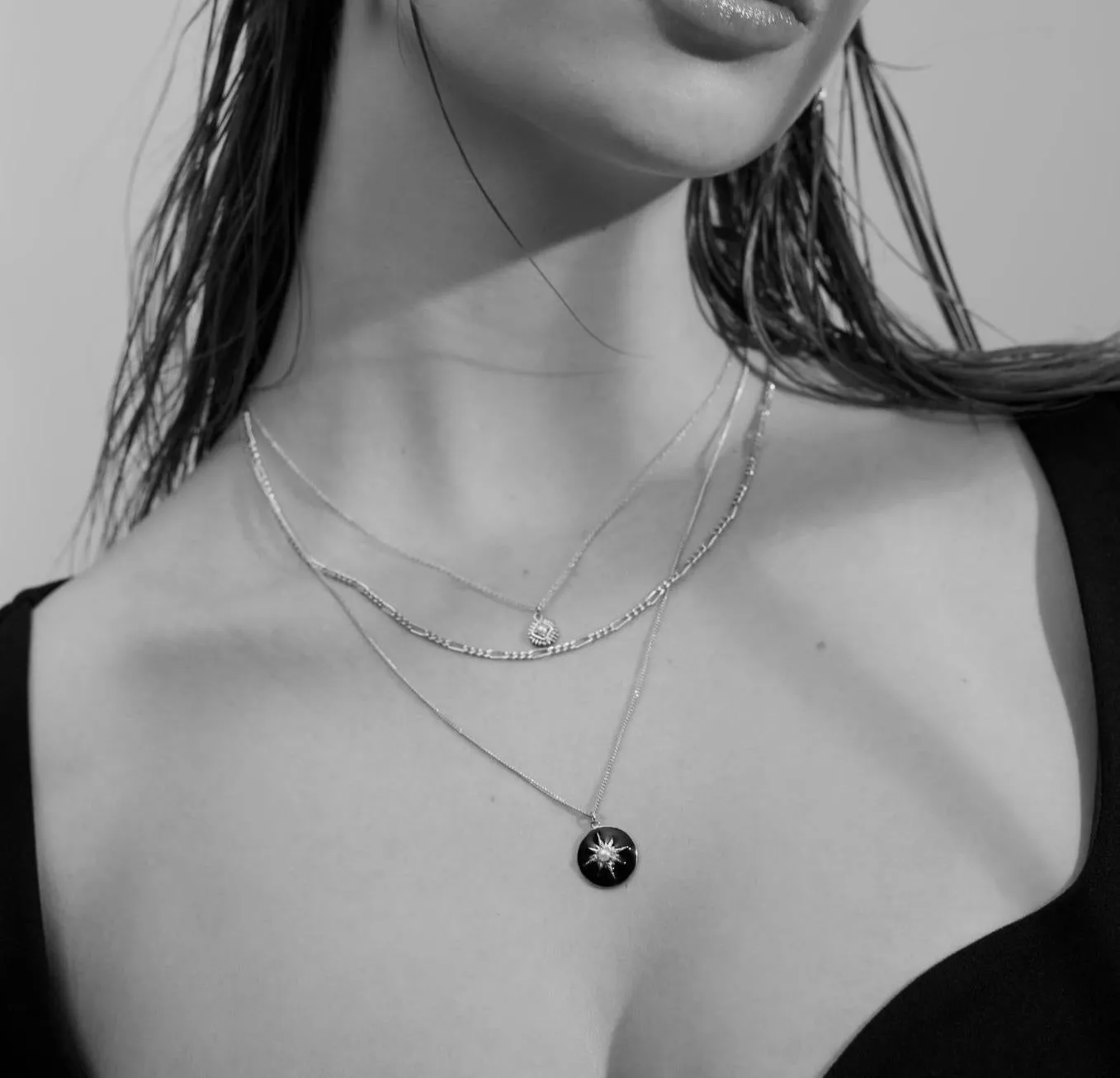 Noire / Necklace / Black Enamel   Silver