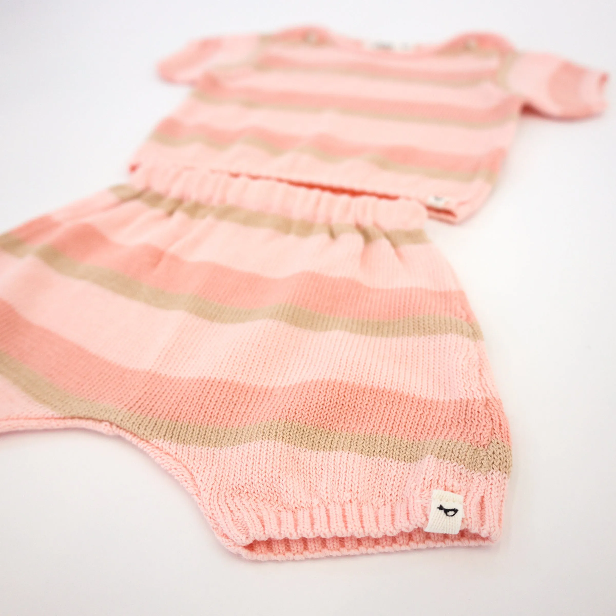 oh baby! Country Club Knitted Short Set - Apricot Stripe