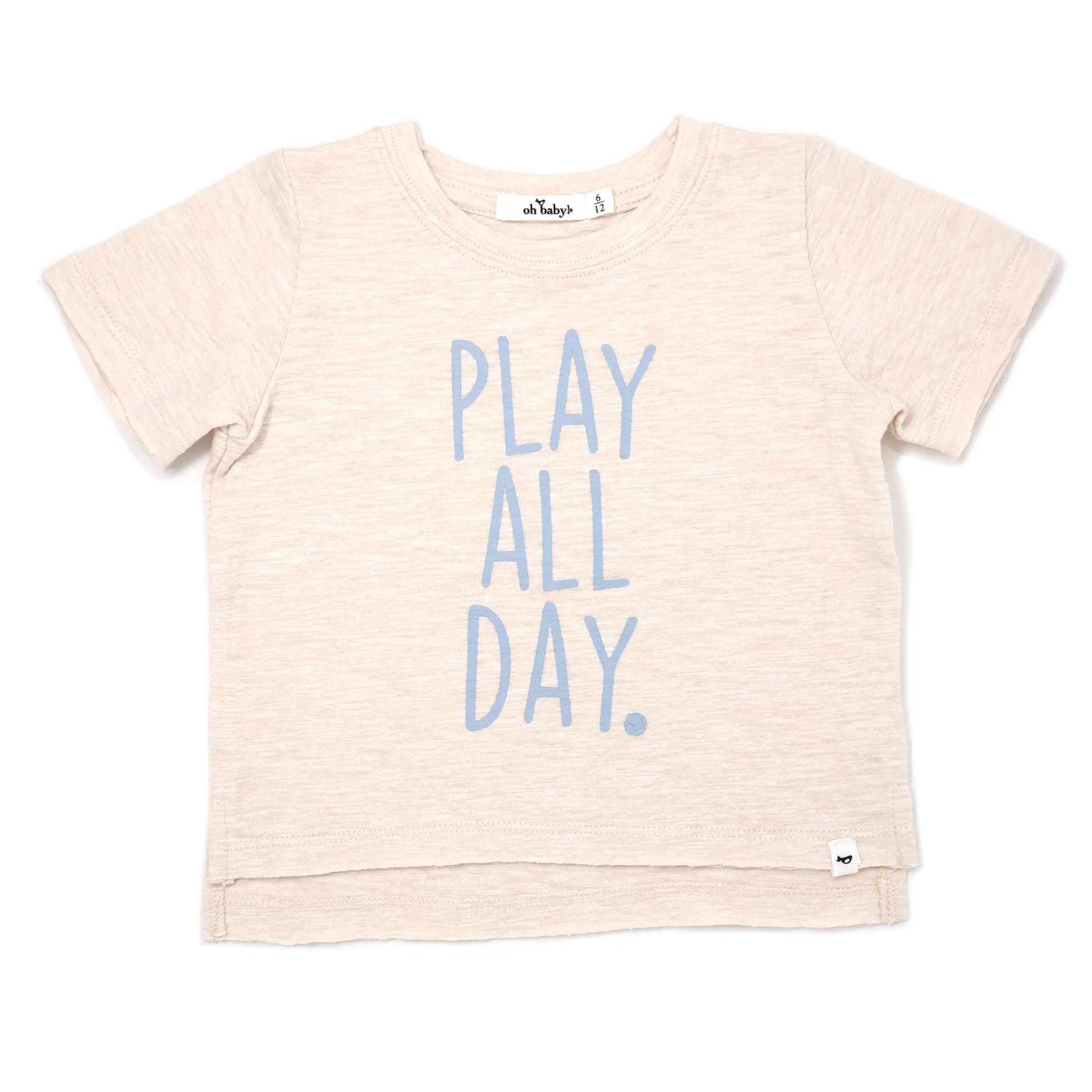 oh baby! Raw Edge Short Sleeve Cotton Slub Tee - Play All Day - Sand Heather