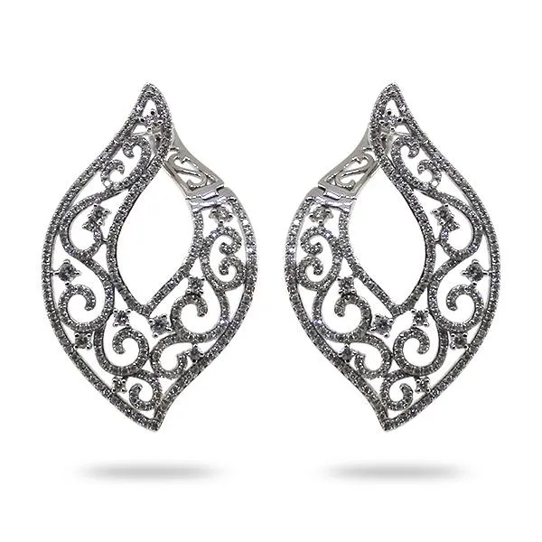 Ornate W/G Diamond Earrings