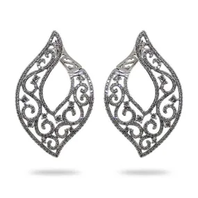 Ornate W/G Diamond Earrings