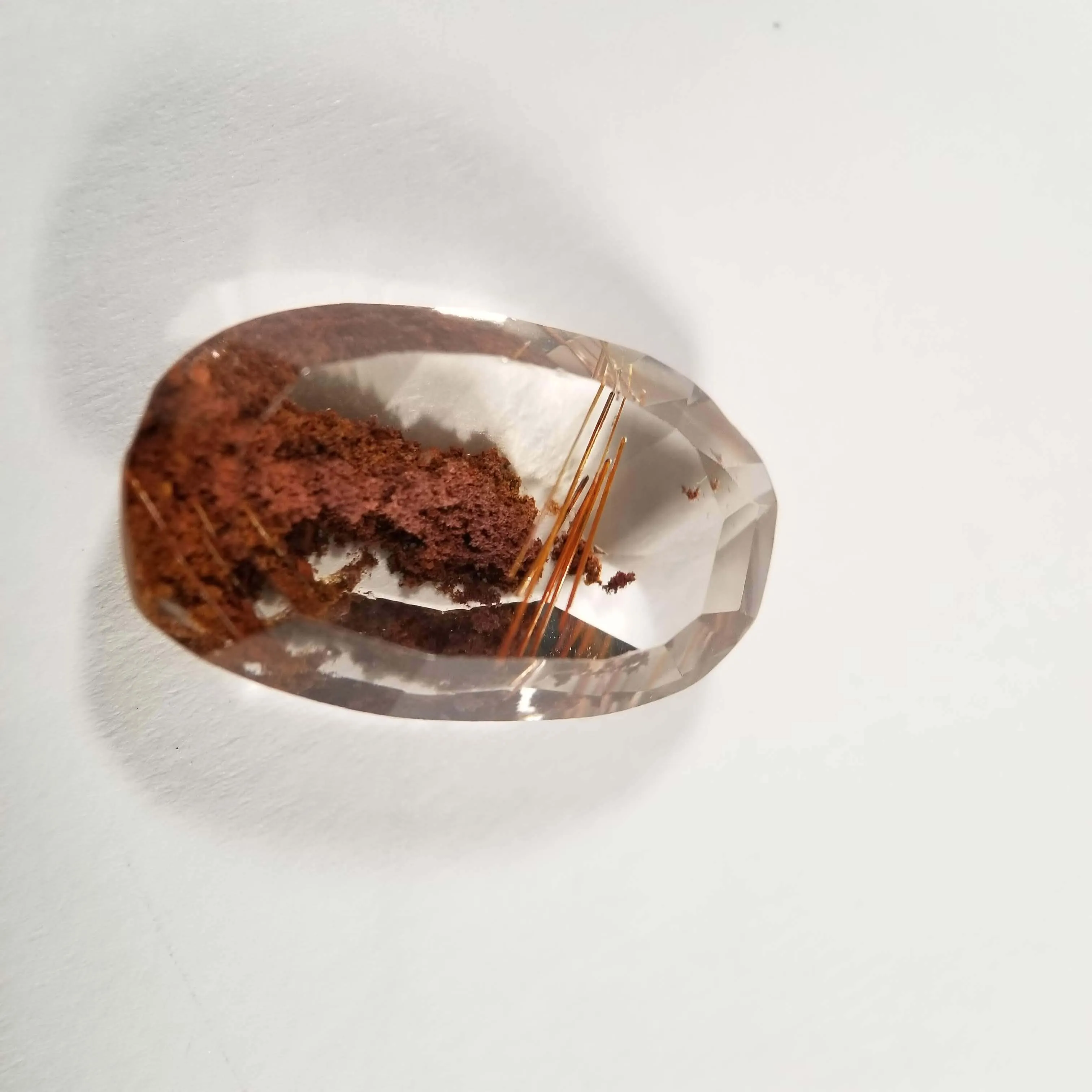 Oval Cut Included Quartz Faceted Cabochon - 26.5mm