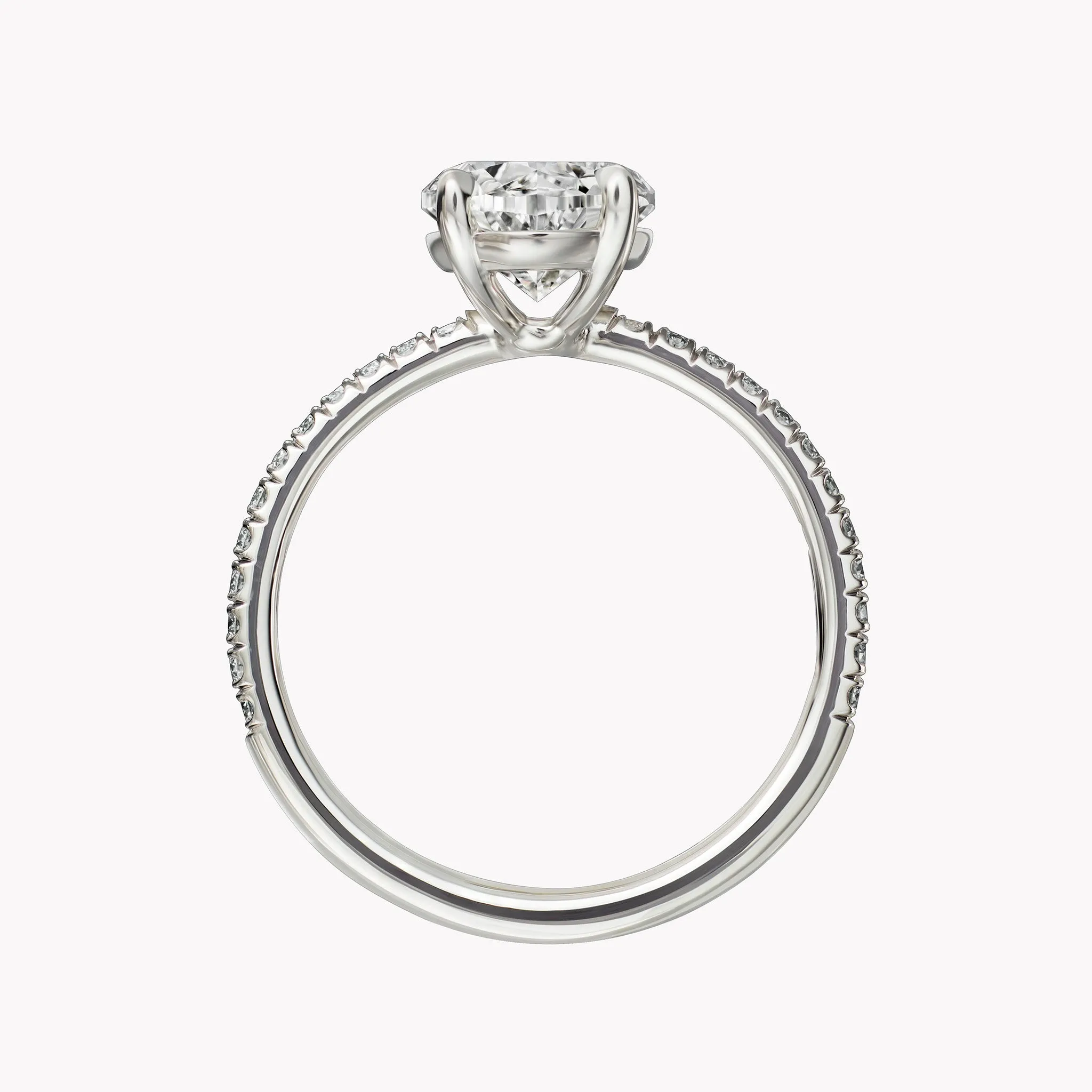 Oval Cut Solitaire Engagement Ring with Diamond Pavé