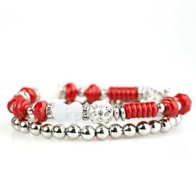 Paparazzi Accessories - My Dance Card Is Full #B218 Peg - Red Bracelet