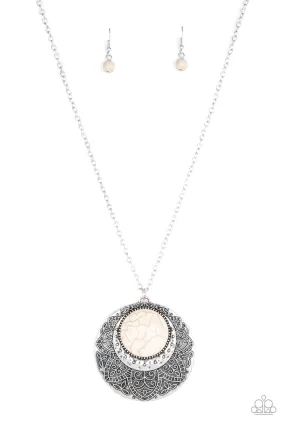 Paparazzi Medallion Meadow - White Necklace