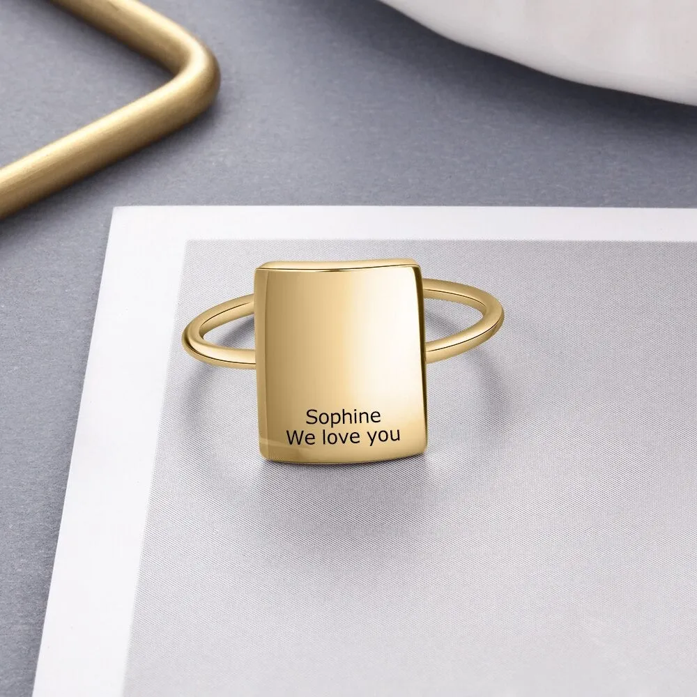 Personalized Square Ring For Women