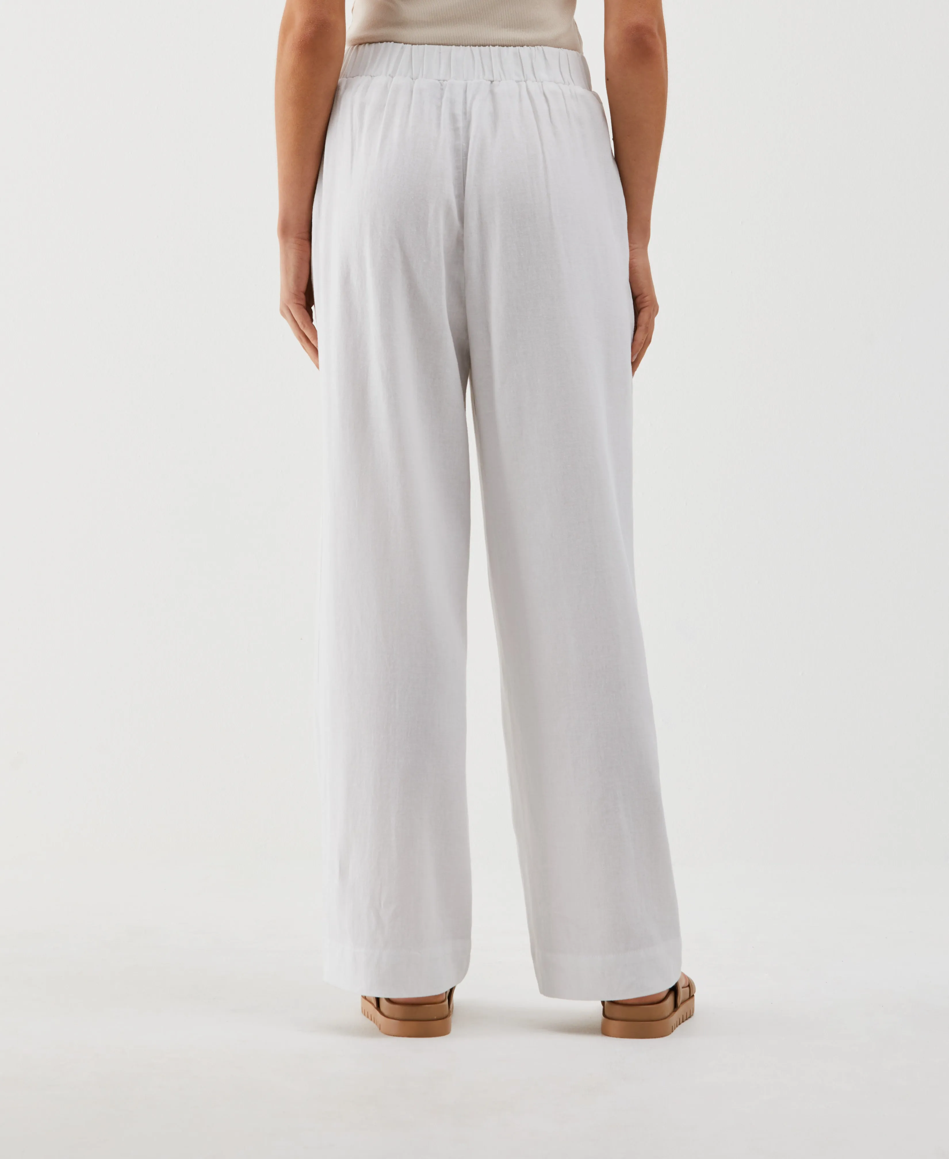 Petite Linen Blend Pleated Wide Leg Pant