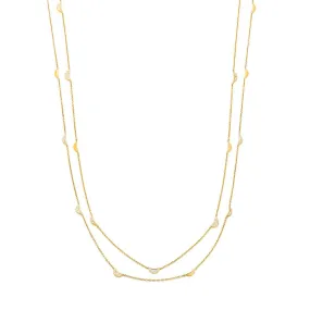 PHASE - LONG DIAMOND PAVE MOON PHASE STATION NECKLACE