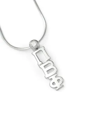 Pi Beta Phi Sterling Silver Lavaliere Pendant with Clear CZ Crystal