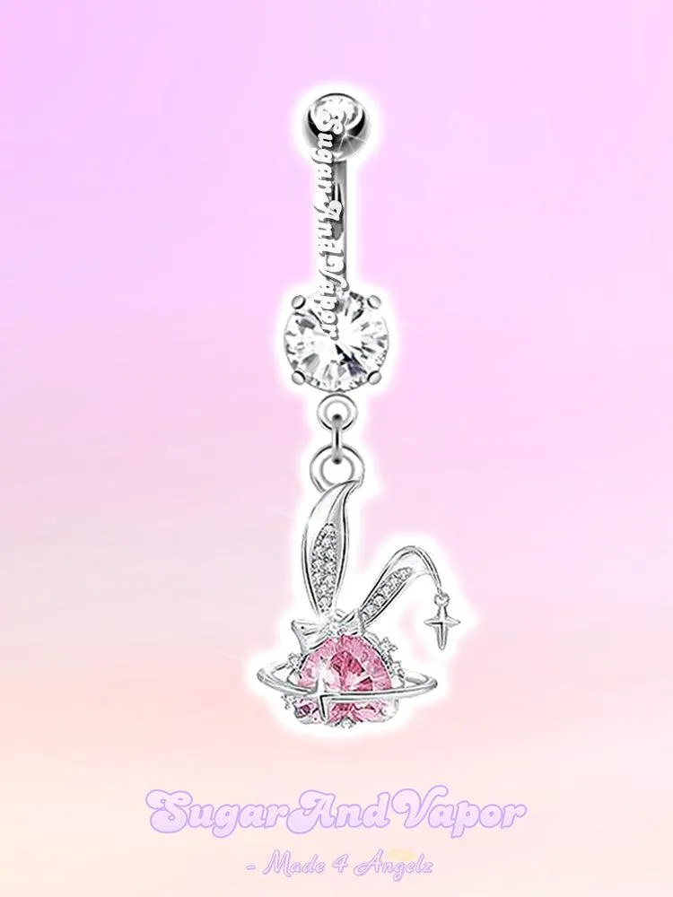 Pink Bunni Bling Gem Belly Ring