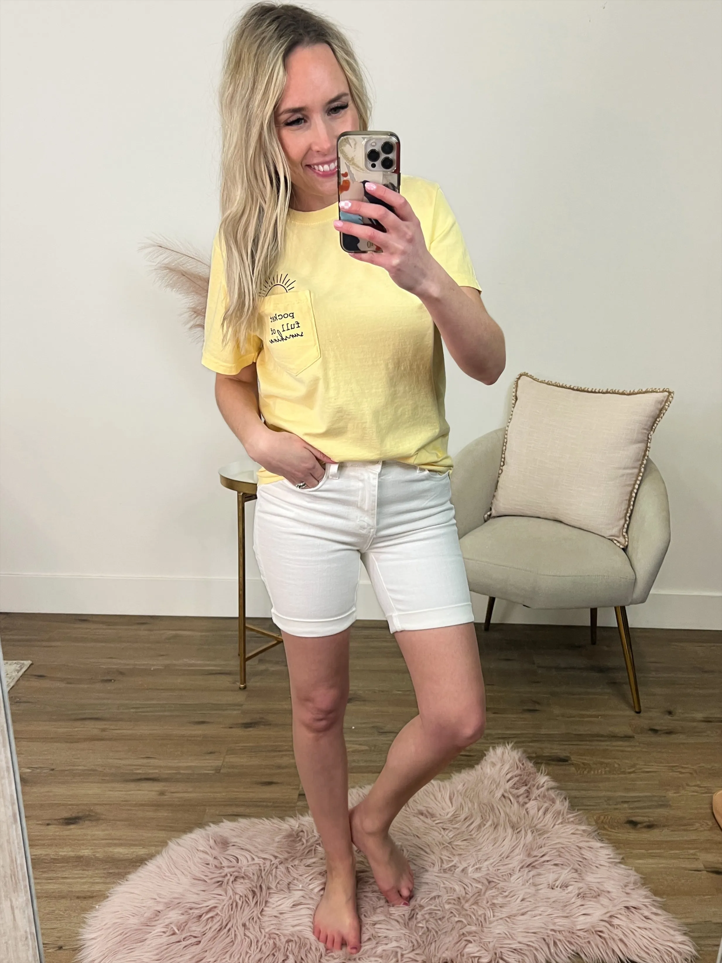 Pocket Full of Sunshine Light Yellow Tee