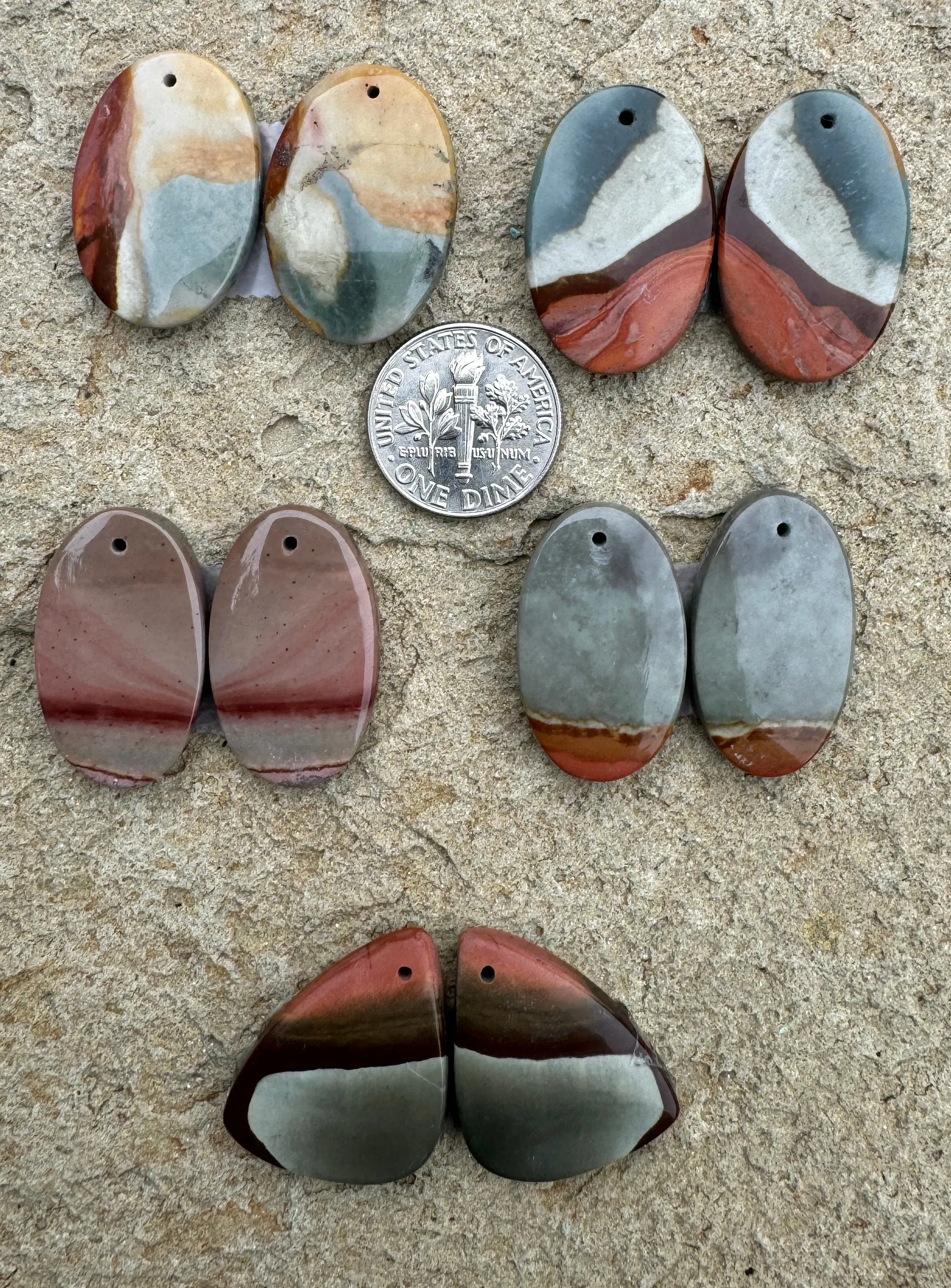 Polychrome Jasper Matching Beads Slab Pairs Various Shapes (Select One Pair)