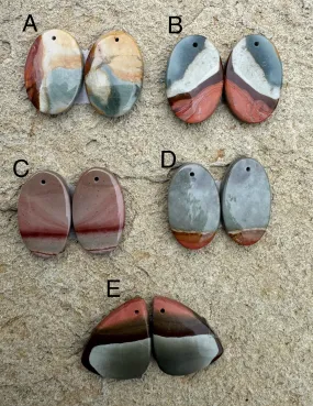 Polychrome Jasper Matching Beads Slab Pairs Various Shapes (Select One Pair)