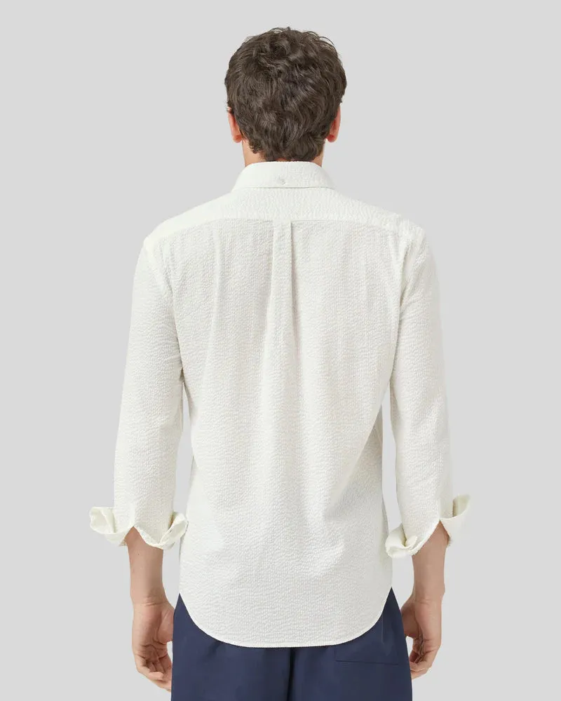 PORTUGUESE FLANNEL Atlantico White Seersucker Shirt