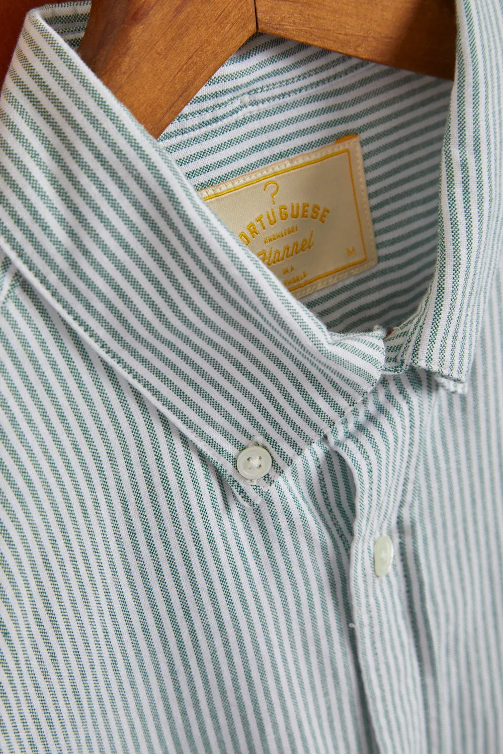 PORTUGUESE FLANNEL Belavista Oxford Stripe Green Shirt