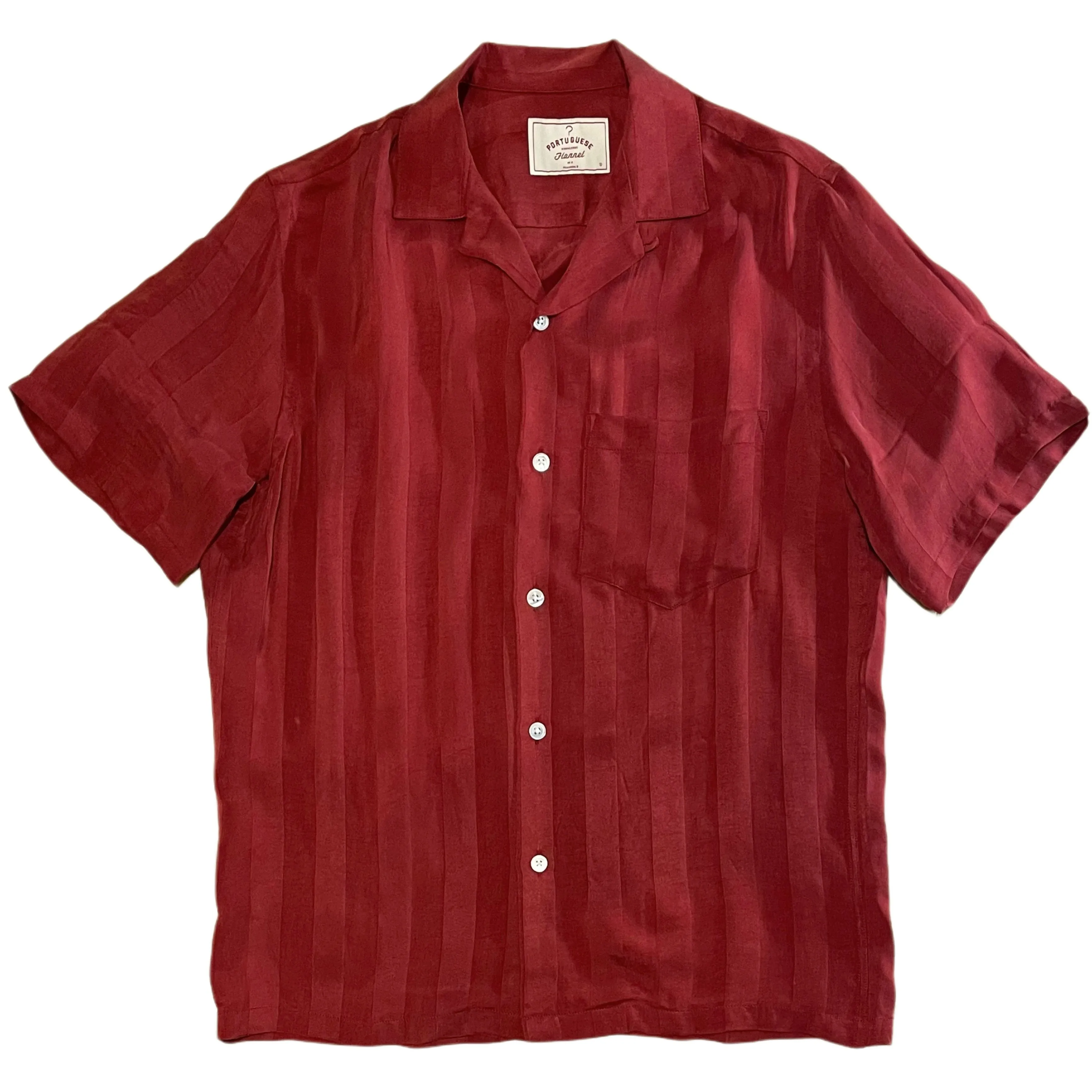 PORTUGUESE FLANNEL Cupro Bordeaux Shirt