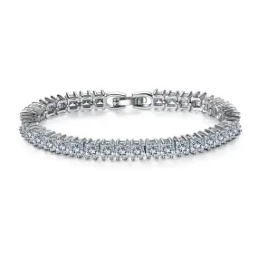 Princess Cut Tennis Bracelet 18K White Gold Plated