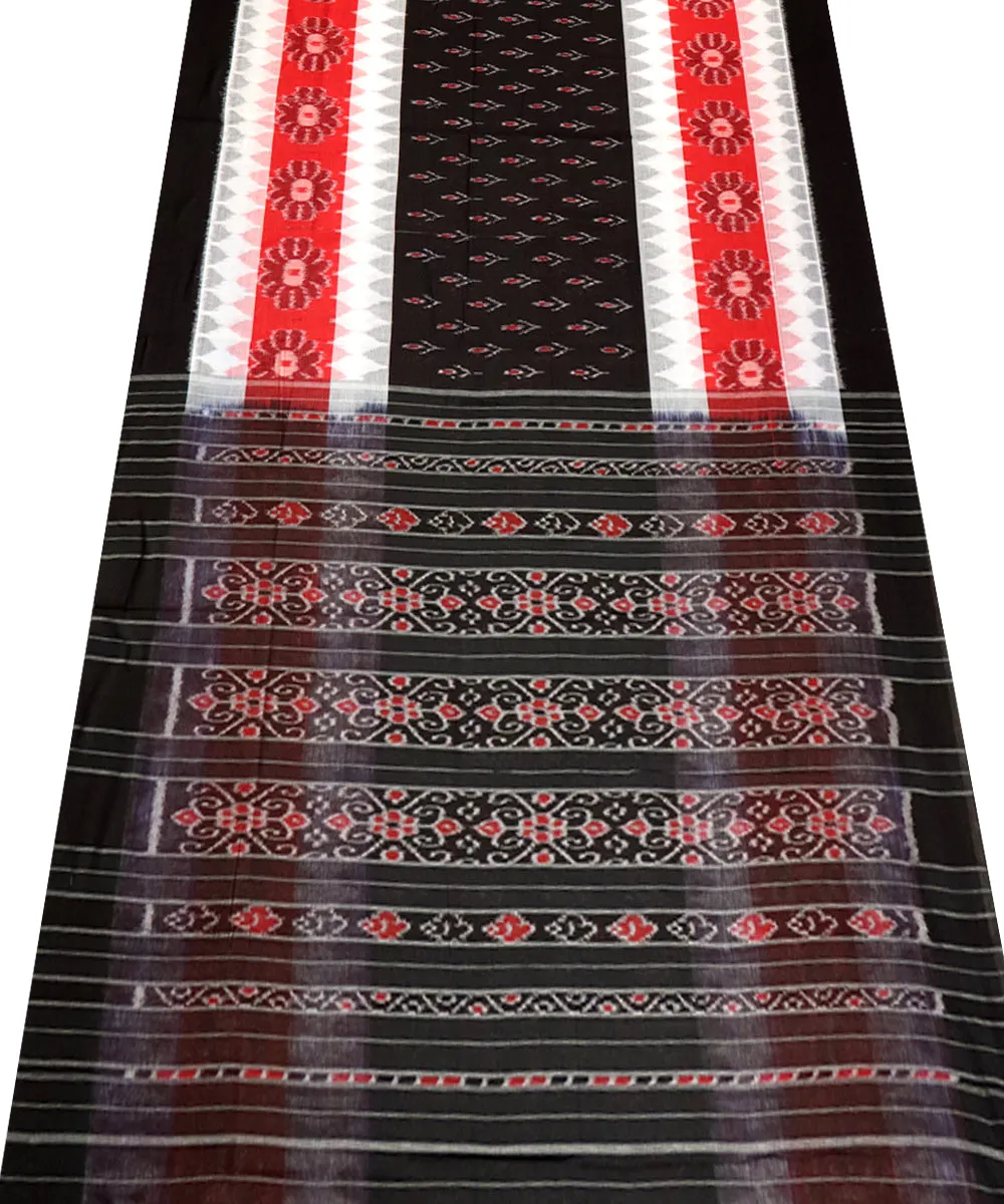 Red black cotton handloom nuapatna saree