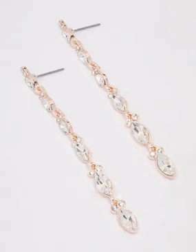 Rose Gold Pear Cupchain Drop Earrings