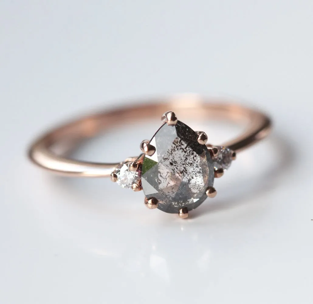 Samantha Pear Salt & Pepper Diamond Ring