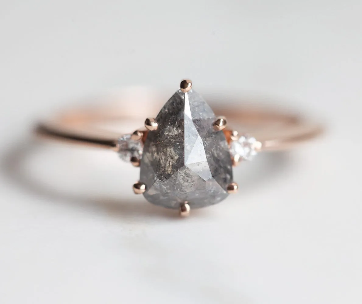 Samantha Pear Salt & Pepper Diamond Ring