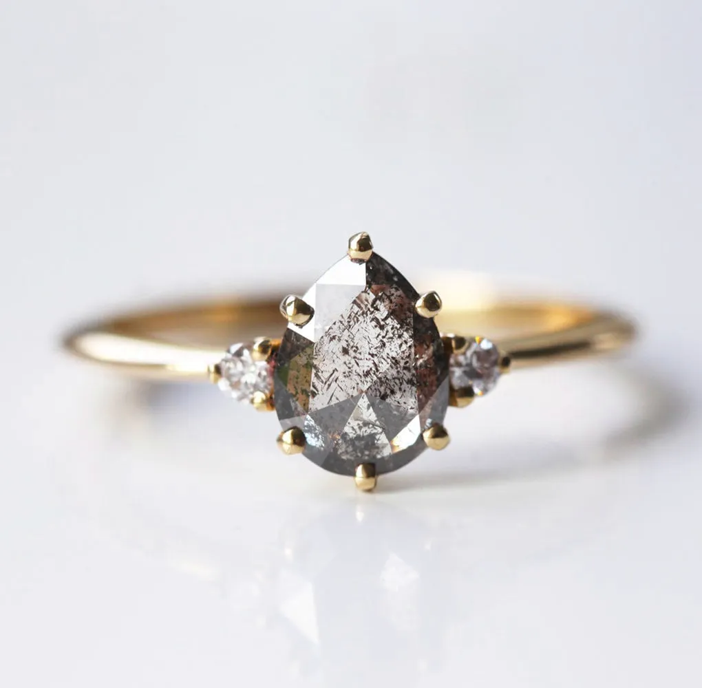 Samantha Pear Salt & Pepper Diamond Ring