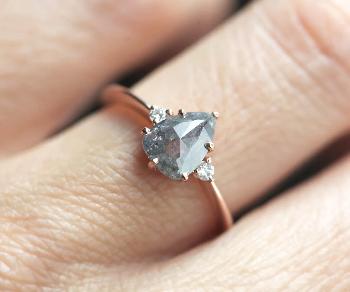 Samantha Pear Salt & Pepper Diamond Ring