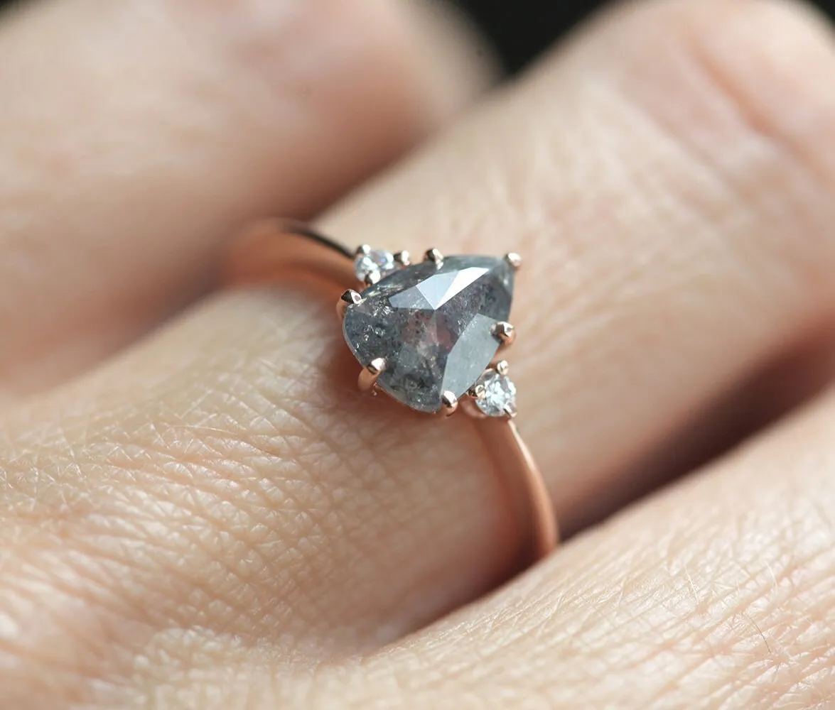 Samantha Pear Salt & Pepper Diamond Ring