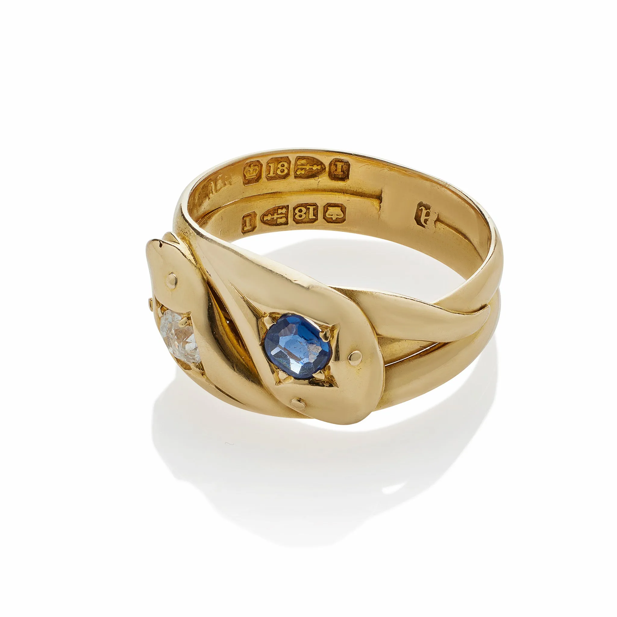 Sapphire and Diamond Twinstone Double Snake Ring