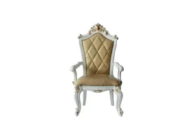 Set Of Two 27 Brown And White Faux Leather Tufted Side Chair