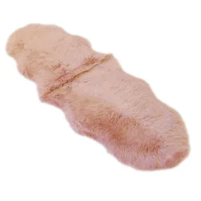 Sheepskin Rug - Dust Pink - Super Double Length (210-220x65cm) - Long Wool Australian Merino Sheepskin