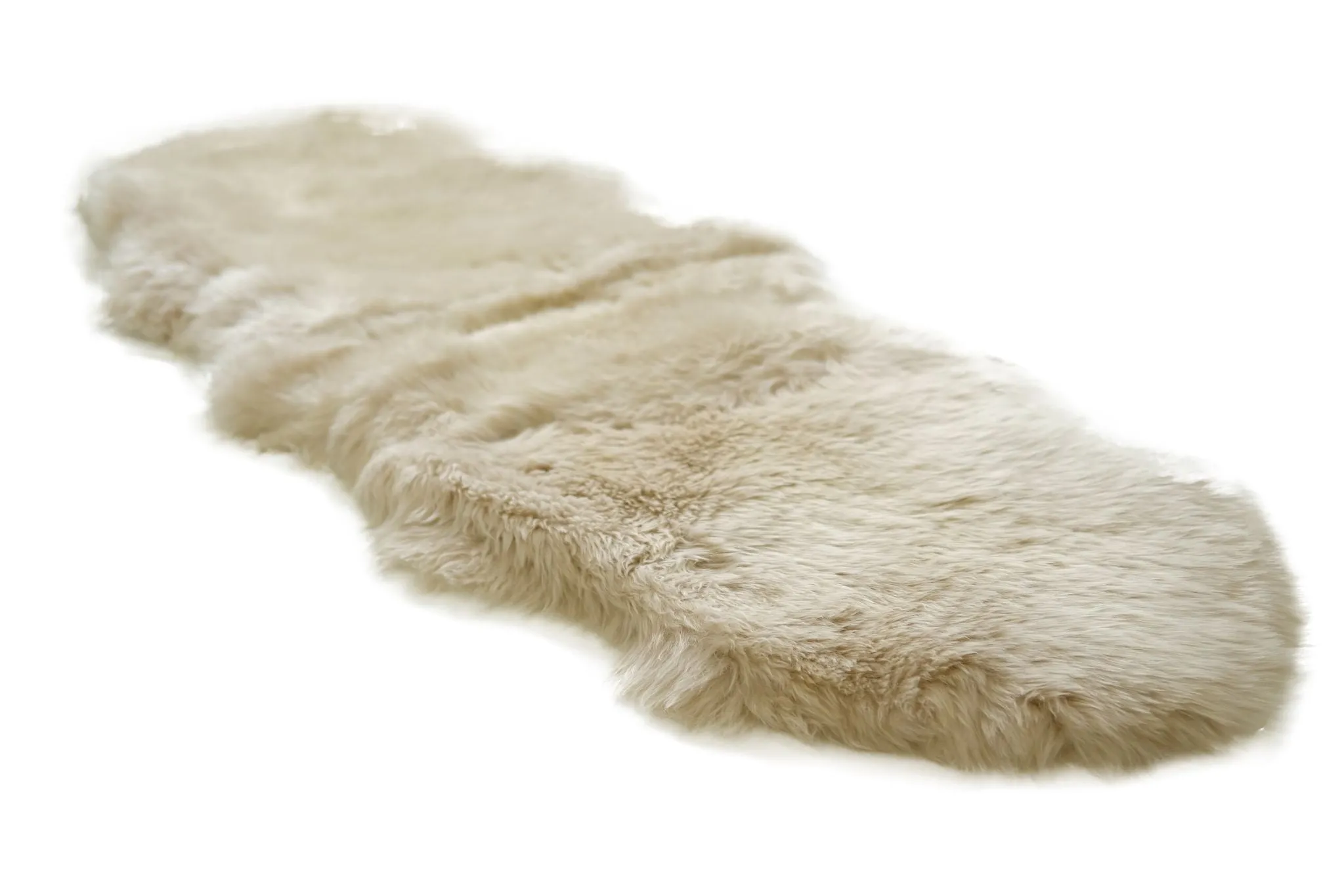 Sheepskin Rug - Linen - Super Double Length (210-220x65cm) - Long Wool Australian Merino Sheepskin