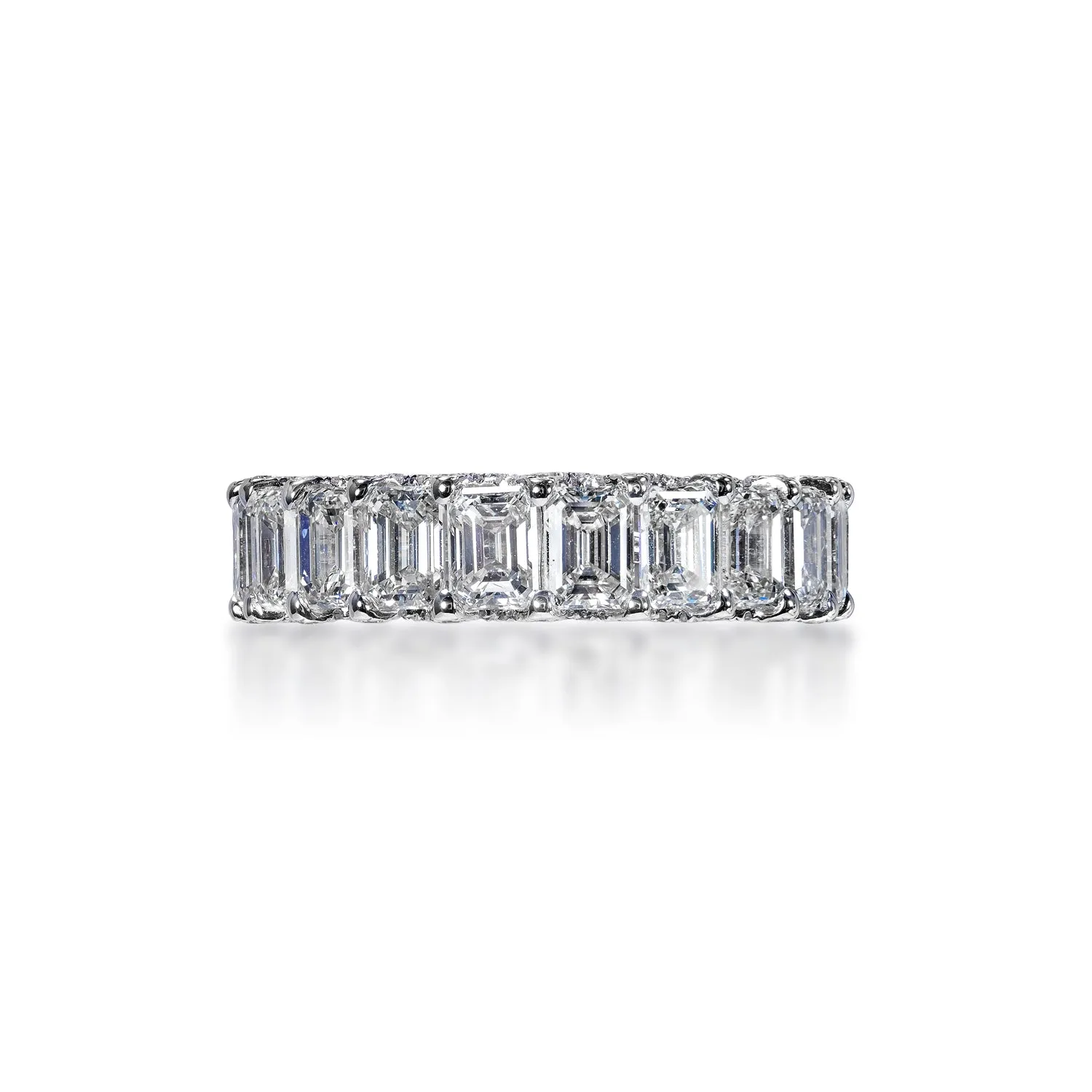 Siena 7 Carat Emerald Cut Diamond Eternity Band in 14k White Gold Shared Prong