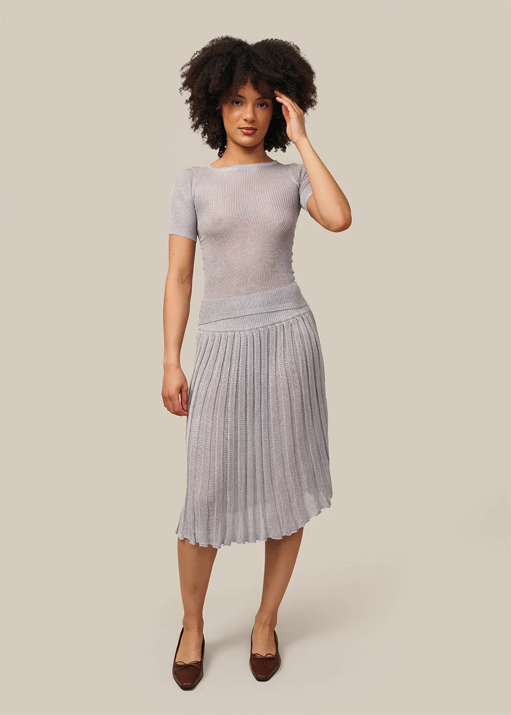 Silver Riona Knit Skirt