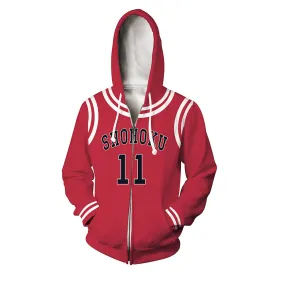 SLAM DUNK Kaede Rukawa Cosplay Hoodie 3D Printed Hooded Sweatshirt Men Women Casual Streetwear Zip Up Jacket COat