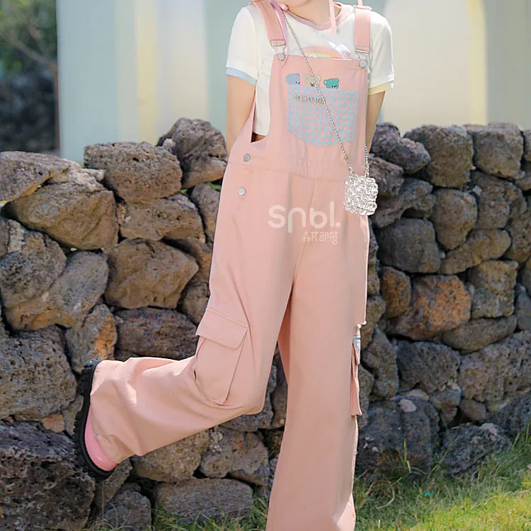 Soft Spring Pink Bears Overalls ON633