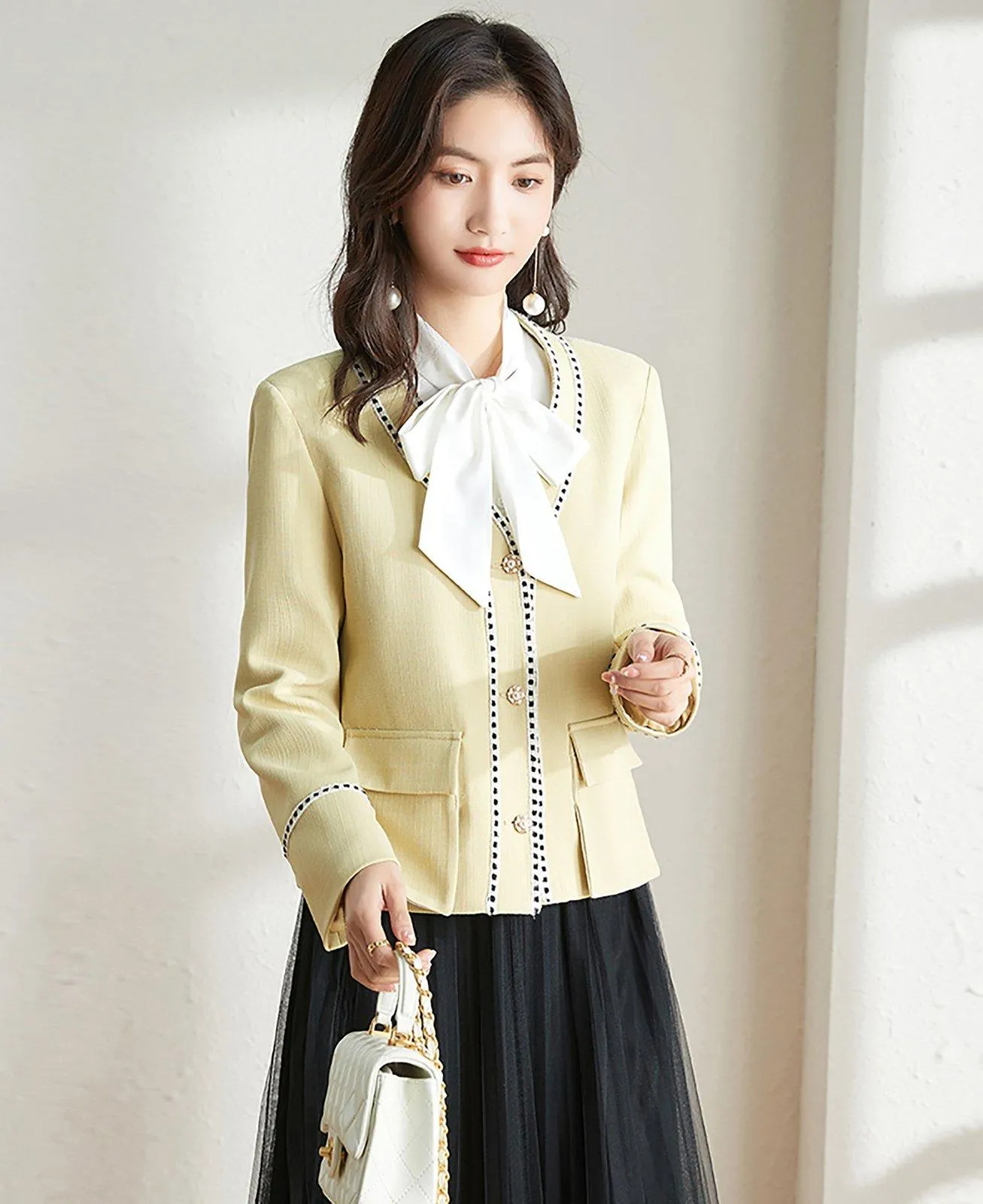 Spring Pink Short Jacket Green Cardigan Blazer Coat