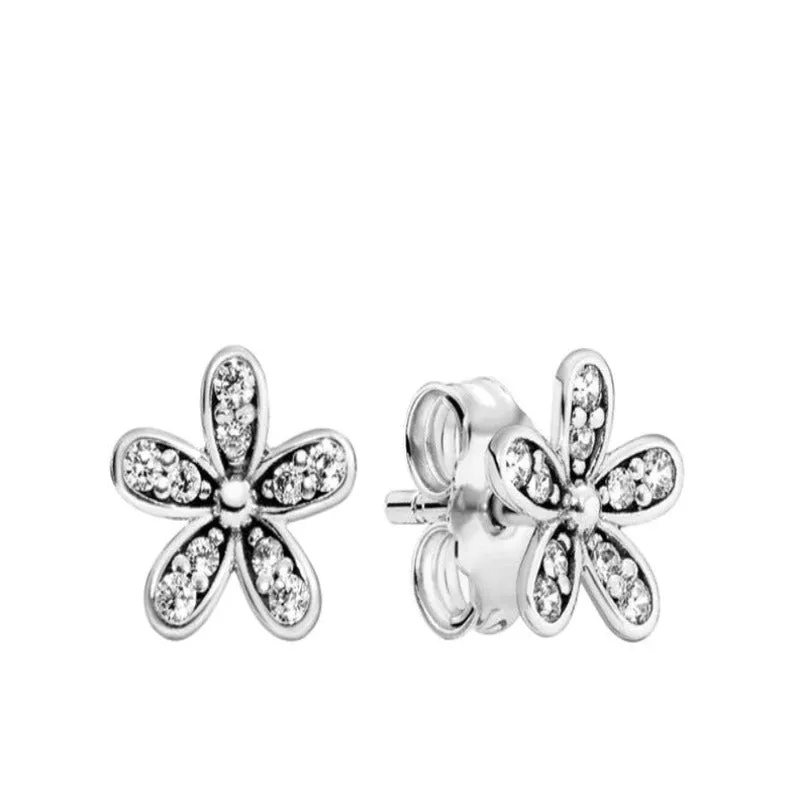 Sterling Silver Sparkling Stud Women Earrings