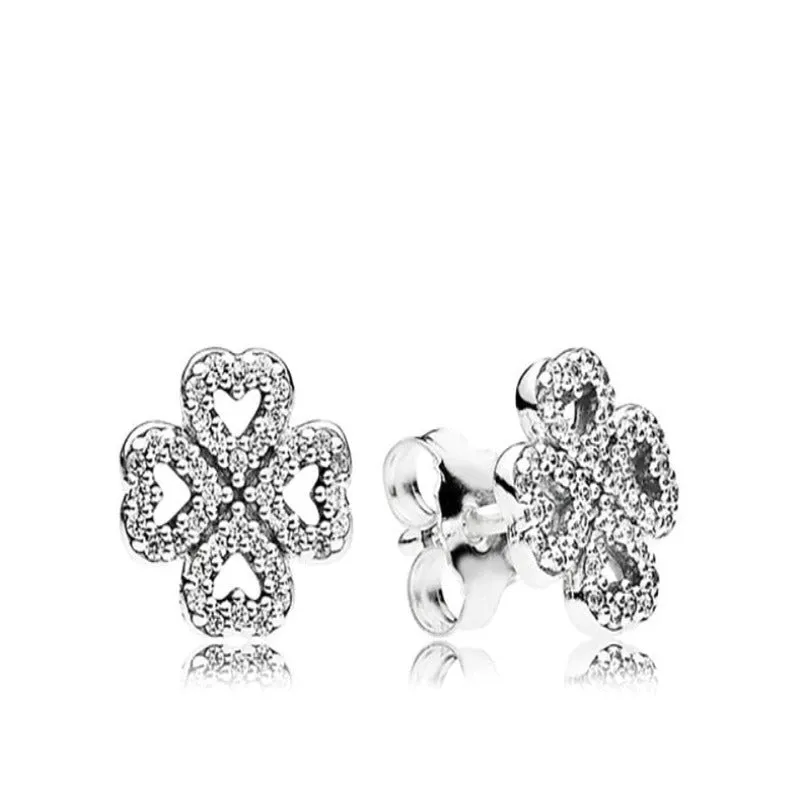 Sterling Silver Sparkling Stud Women Earrings