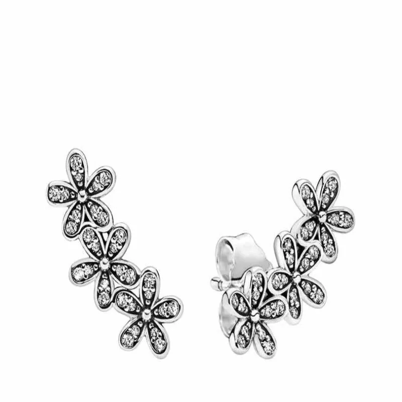 Sterling Silver Sparkling Stud Women Earrings