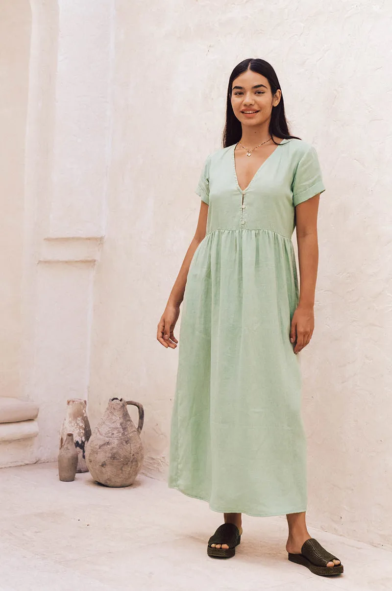 SUNSEEKER Midi Dress - light green linen