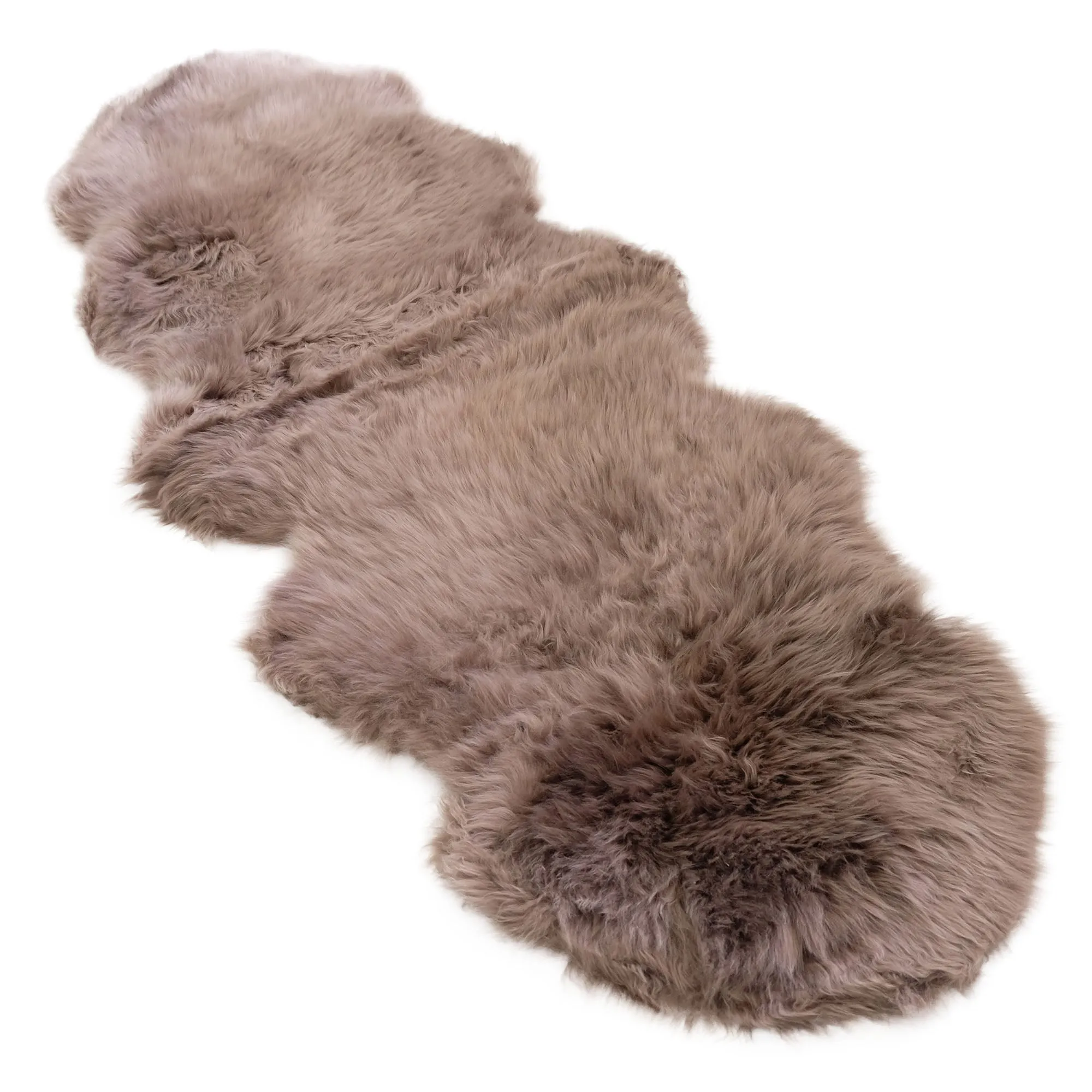 Taupe - Super Double Length (210-220x65cm) - Long Wool Sheepskin Rug - Australian Merino Sheepskin